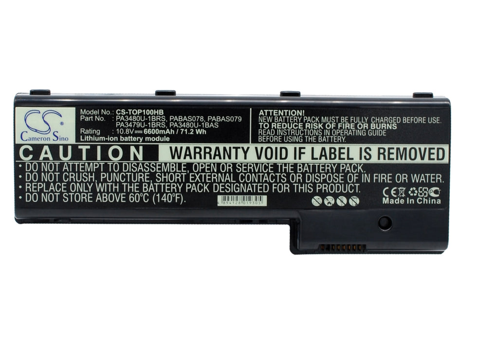 CS-TOP100HB : Battery for Toshiba Satellite P100-115, Satellite P100-352, Satellite P105-S6124 and others - Replaces Toshiba PA3479U-1BRS, PA3480U-1BAS, PA3480U-1BRS and others