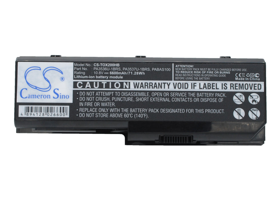 CS-TOX200HB : Battery for Toshiba Satellite P200-1CB, Satellite P200D-1FW, Satellite X200-21W and others - Replaces Toshiba PA3537U-1BAS, PABAS100, PABAS101 and others