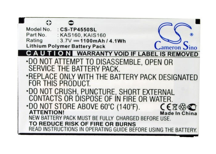 CS-TP4550SL : Battery for T-Mobile MDA Vario III - Replaces T-Mobile KAS160, KAIS160, 35H00088-00M and others