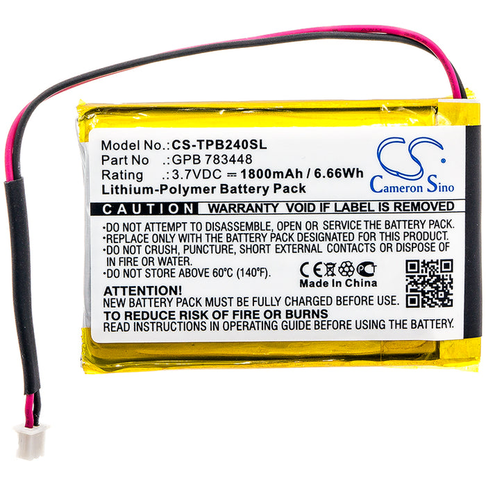 CS-TPB240SL : Battery for Telex Transmitter PB24ND-TX, PB24ND-TX, PB24N - Replaces Telex GPB 783448