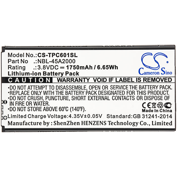 CS-TPC601SL : Battery for Neffos C5L, C5L Dual SIM, TP601E and others - Replaces Neffos NBL-45A2000