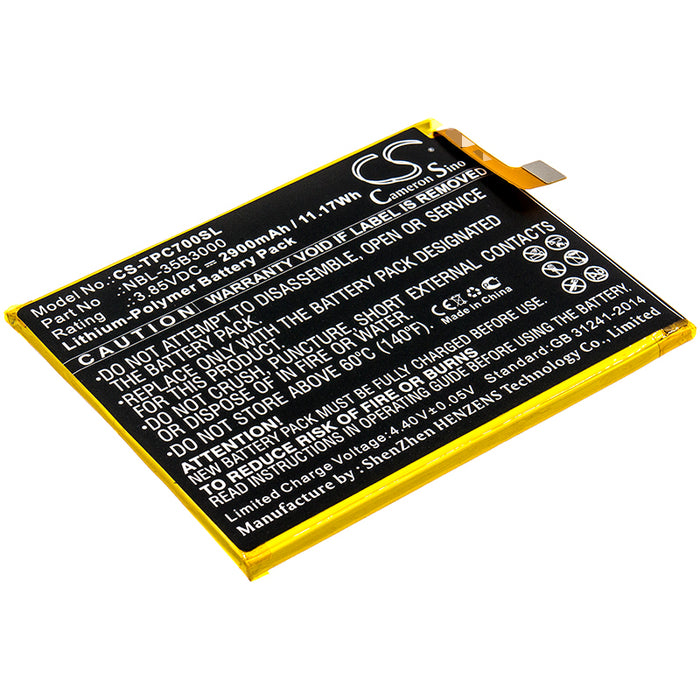 CS-TPC700SL : Battery for Neffos C7 Dual SIM, C7 Dual SIM LTE AM, TP910C and others - Replaces Neffos NBL-35B3000