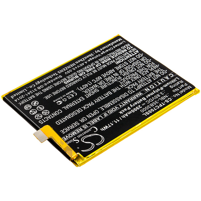 CS-TPC700SL : Battery for Neffos C7 Dual SIM, C7 Dual SIM LTE AM, TP910C and others - Replaces Neffos NBL-35B3000