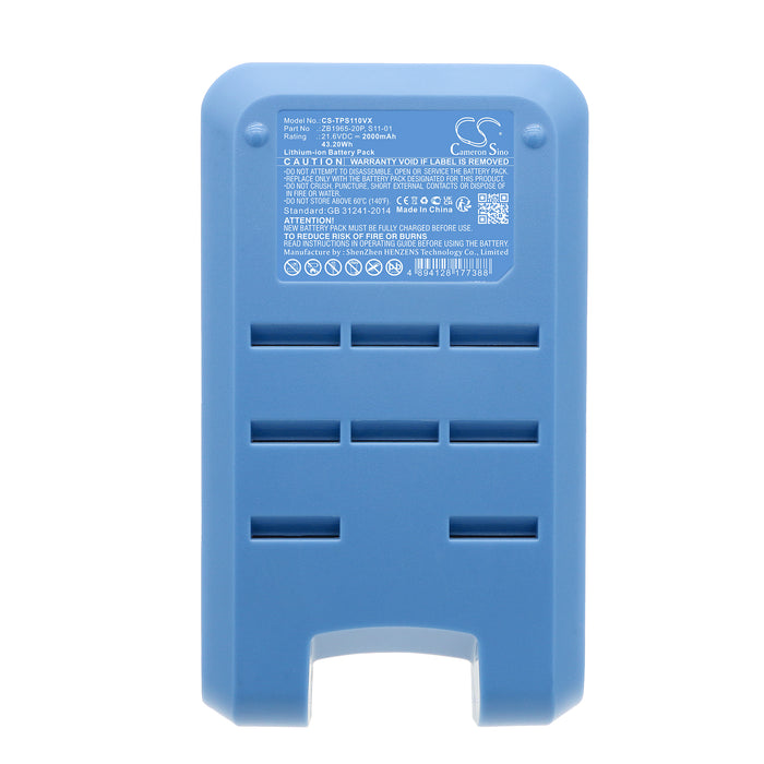 CS-TPS110VX : Battery for Tineco Pure One S11, A11 - Replaces Tineco ZB1965-20P, S11-01, 9VSPT111300