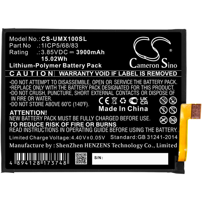 CS-UMX100SL : Battery for UMI UMIDIGI X - Replaces UMI 1ICP5/68/83