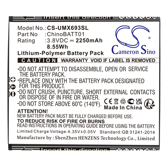 CS-UMX693SL : Battery for UMX Unimax U693CL, U683CL, Unimax U683CL and others - Replaces UMX ChinoBATT01