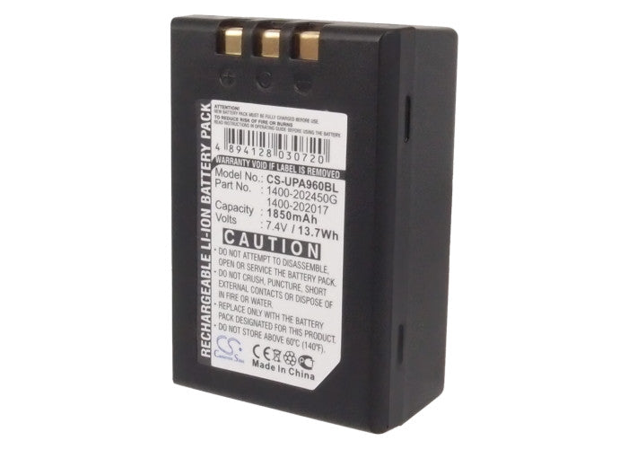 CS-UPA960BL : Battery for Unitech PA960, PA962, PA963 and others - Replaces Unitech 1400-202017, 1400-202450G