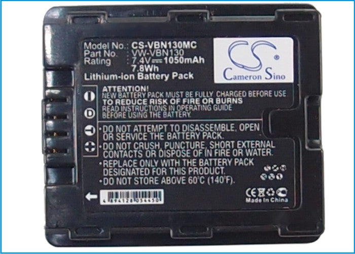 CS-VBN130MC : Battery for Panasonic HDC-TM900, HDC-HS900, HDC-SD900 and others - Replaces Panasonic VW-VBN130, VW-VBN130E, VW-VBN130E-K