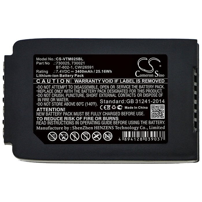 CS-VTM025BL : Battery for Vocollect Talkman T2, Talkman T2X - Replaces Vocollect 730025, 730021, BT-602-1 and others