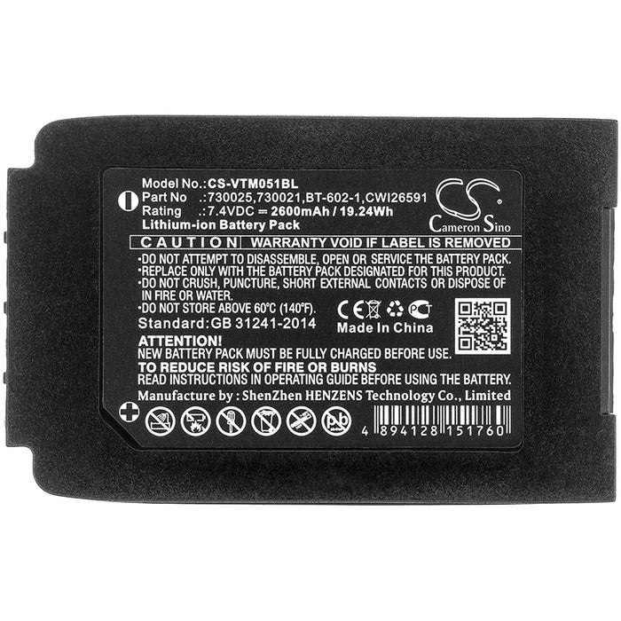 CS-VTM051BL : Battery for Vocollect Talkman T2, Talkman T2X - Replaces Vocollect 730025, 730021, BT-602-1 and others