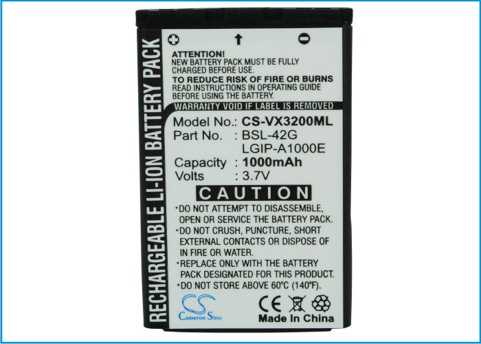 CS-VX3200ML : Battery for LG VX6100, VX4700, AX5000 and others - Replaces LG SBPL0075701, SBPL0081101, SBPL0074301 and others