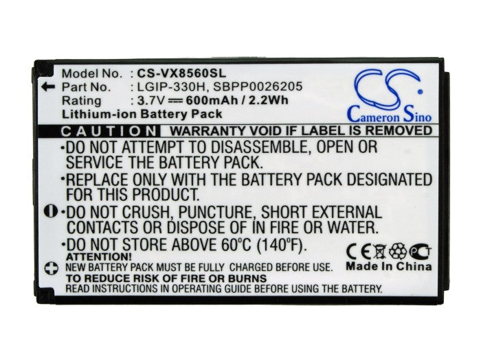 CS-VX8560SL : Battery for LG VX8560, Chocolate 3 - Replaces LG LGIP-330H, SBPP0026205