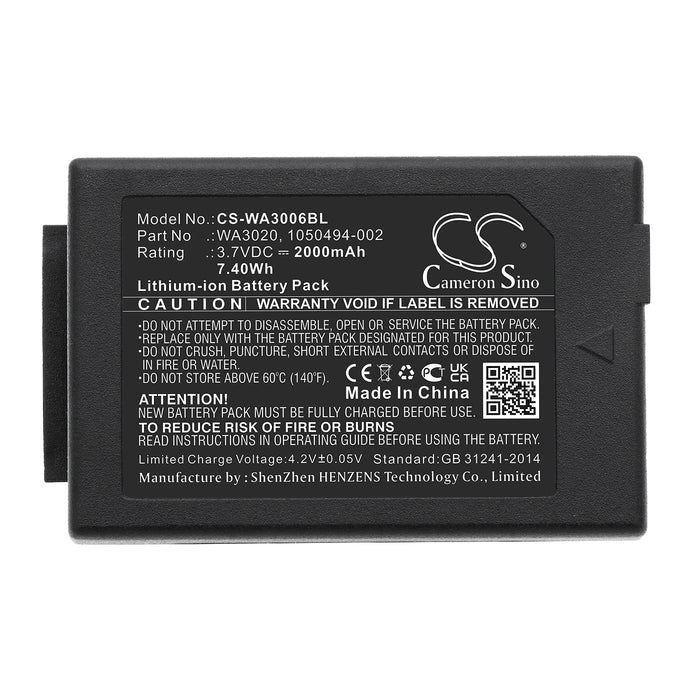 CS-WA3006BL : Battery for Pantone 7527C, 7525C, S750 and others - Replaces Psion WA3020, WA3006, 1050494 and others