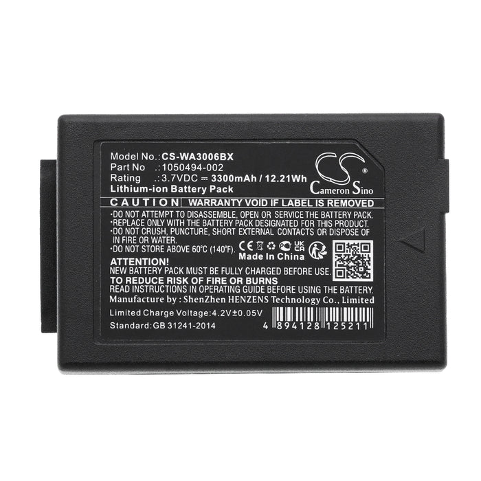 CS-WA3006BX : Battery for Pantone 7527C, 7525C, S750 and others - Replaces Psion WA3020, WA3006, 1050494 and others