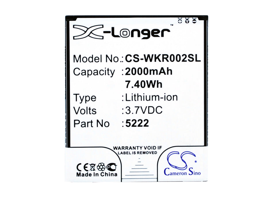 CS-WKR002SL : Battery for Wiko Rainbow Jam, Freddy, 9669 and others - Replaces Wiko 5222, S5222