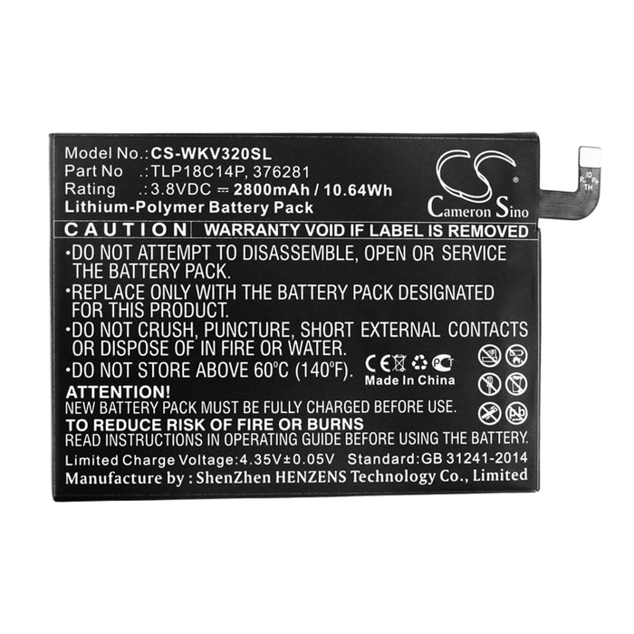 CS-WKV320SL : Battery for Wiko View Max - Replaces Wiko TLP18C14P, 376281