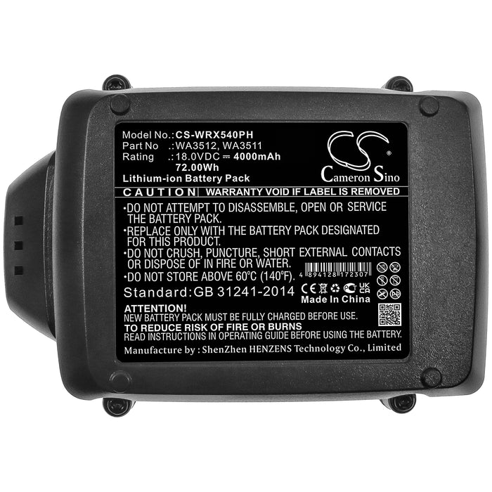 CS-WRX540PH : Battery for AL-KO Trimmer GTLi 18V Comfort, Rasentrimmer GTLi - Replaces Worx WA3512, WA3511, WA3512.1 and others