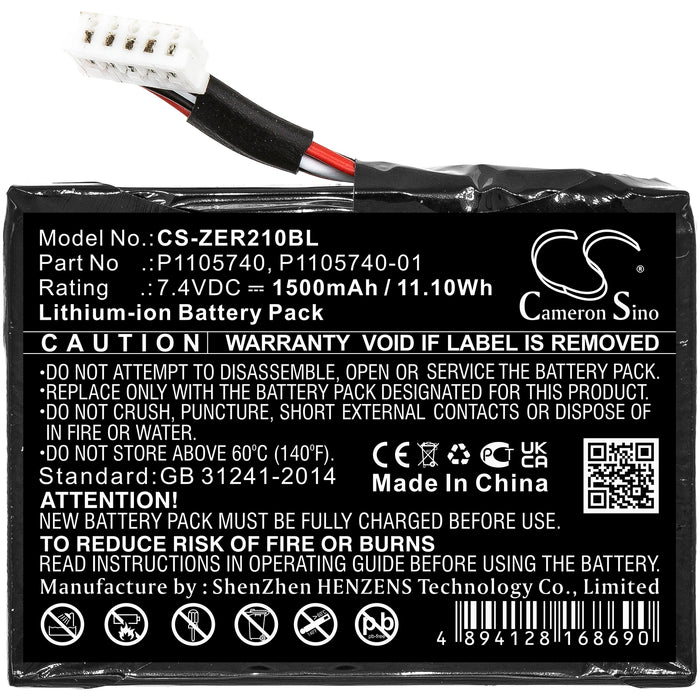 CS-ZER210BL : Battery for Zebra ZQ200, ZQ210, ZQ220 and others - Replaces Zebra P1105740, P1105740-01