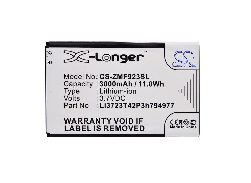 CS-ZMF923SL : Battery for ZTE MF923, VELOCITY - Replaces ZTE Li3723T42P3h794977, LI3728T42P3H794977