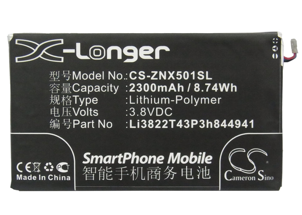 CS-ZNX501SL : Battery for ZTE Nubia Z5, NX501, NX401 and others - Replaces ZTE Li3822T43p3h844941