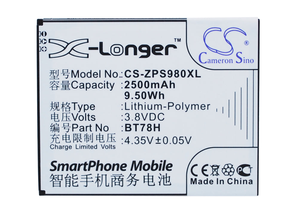 CS-ZPS980XL : Battery for ZOPO ZP980, 2A, 9515 and others - Replaces ZOPO BT78H