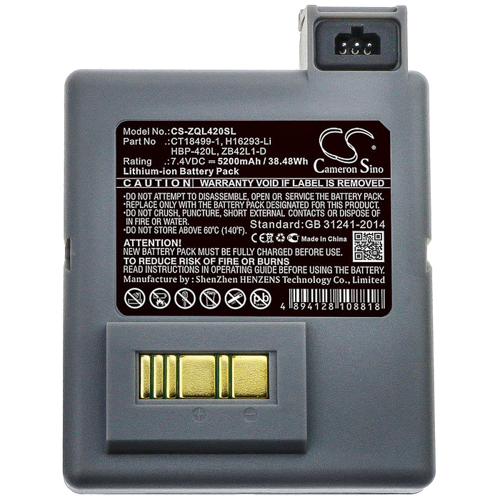 CS-ZQL420SL : Battery for Zebra P4T, RP4T, RP4 - Replaces Zebra CT18499-1, H16293-Li, HBP-420L and others