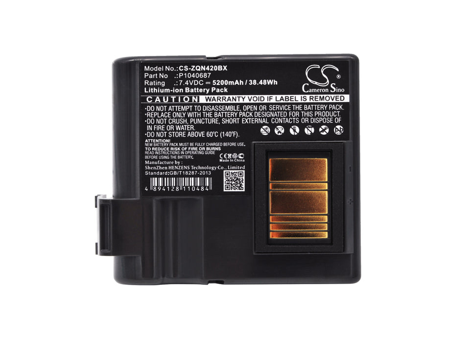 CS-ZQN420BX : Battery for Zebra QLN420, ZQ630 - Replaces Zebra P1040687, P1050667-016, BTRY-MPP-68MA1-01