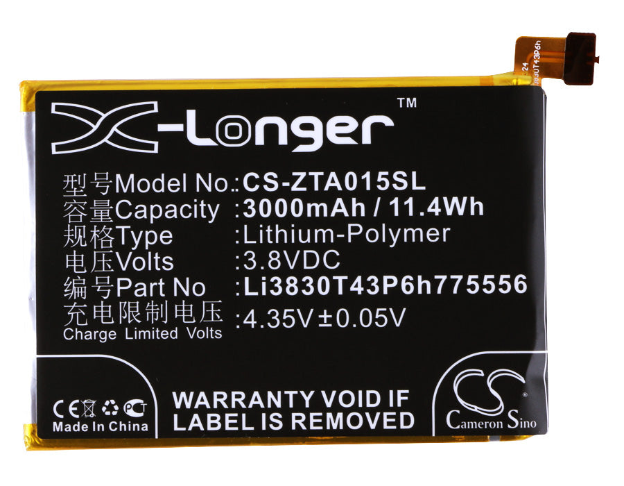 CS-ZTA015SL : Battery for ZTE AXON A2015, Axon Lux, Axon Pro and others - Replaces ZTE Li3830T43P6h775556