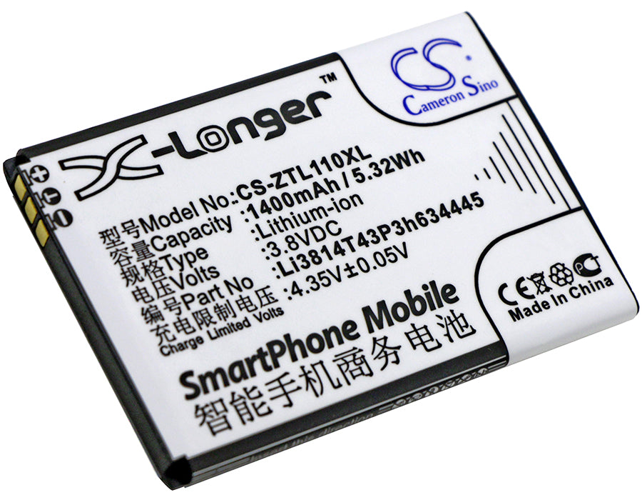 CS-ZTL110XL : Battery for ZTE Blade L110, Blade L110 Dual SIM - Replaces ZTE Li3814T43P3h634445