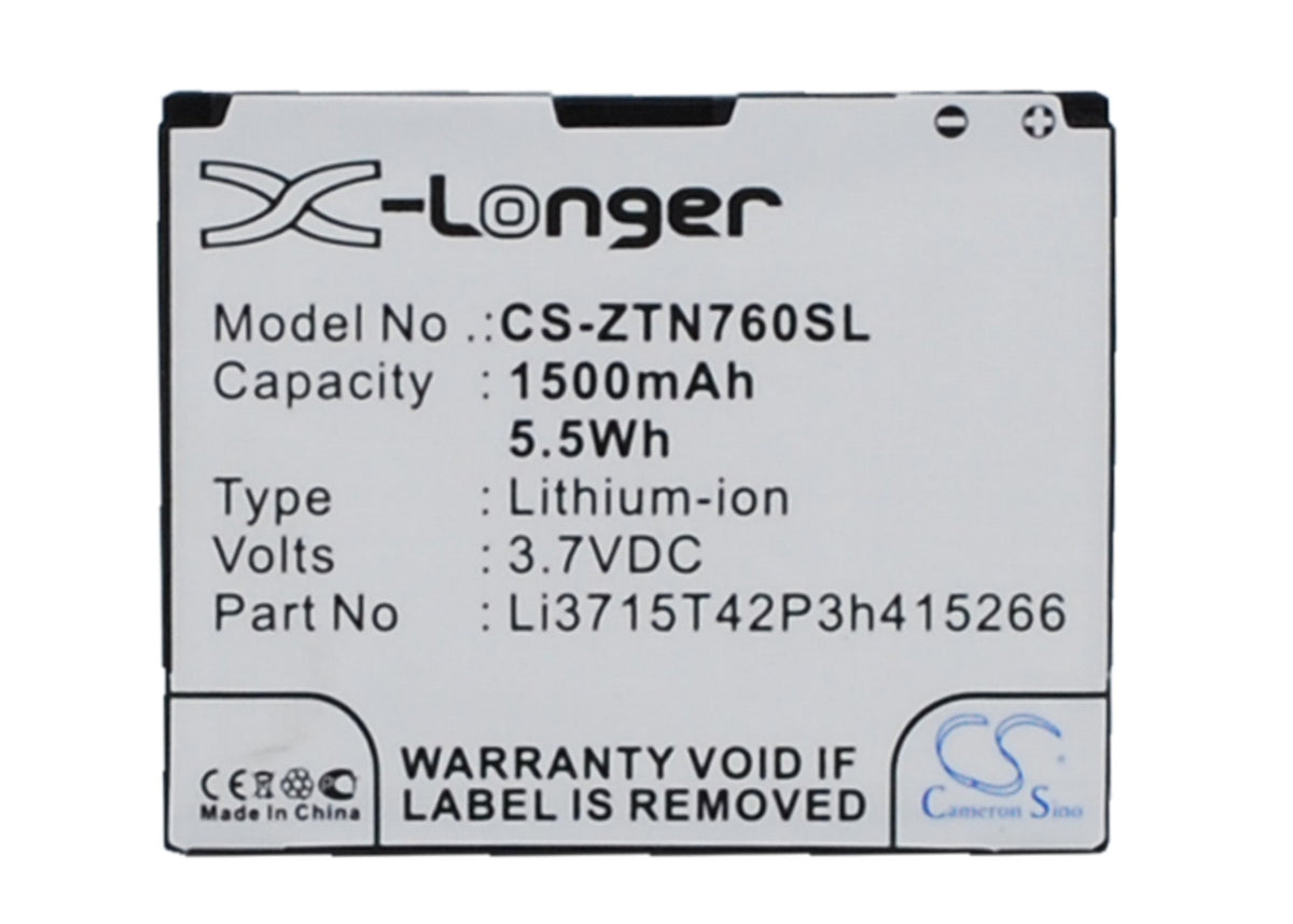 CS-ZTN760SL : Battery for Telenor Touch Plus - Replaces ZTE Li3715T42P ...