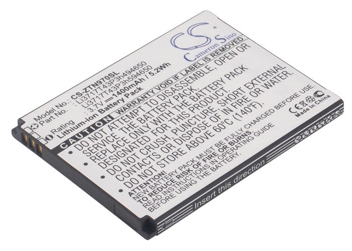 CS-ZTN970SL : Battery for SRF StarAddict 2 Plus - Replaces ZTE Li3716T42P3h594650, Li3717T43P3h494650, Li3717T43P3h594650