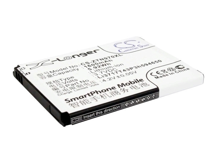 CS-ZTN970XL : Battery for SRF StarAddict 2 Plus - Replaces ZTE Li3716T42P3h594650, Li3717T43P3h494650, Li3717T43P3h594650