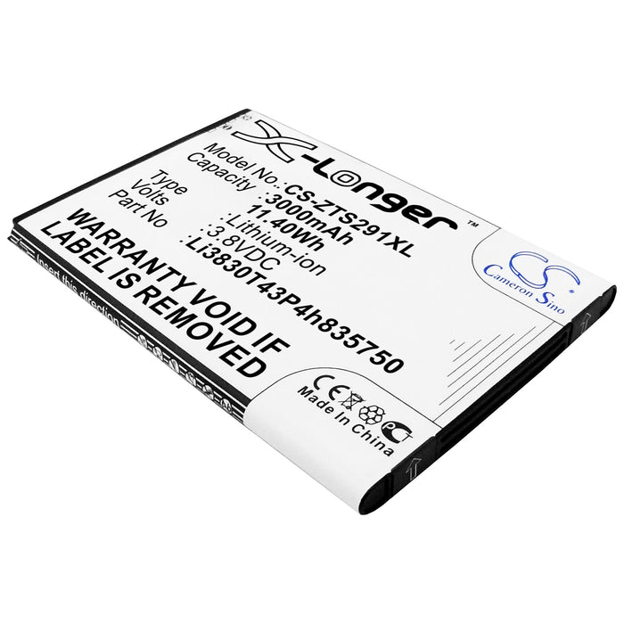 CS-ZTS291XL : Battery for ZTE Grand S II, S291, Grand SII and others - Replaces ZTE Li3830T43P4h835750