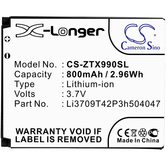 CS-ZTX990SL : Battery for T-Mobile Beat, Vibe E200 - Replaces T-Mobile Li3709T42P3h504047-H, Li3709T42P3h504047