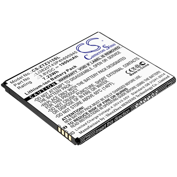 CS-ZTZ315SL : Battery for ZTE Blade Vantage 2, Z3153, Z3153VPP and others - Replaces ZTE Li3820T43P4h695945