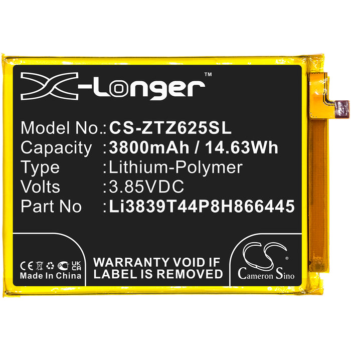 CS-ZTZ625SL : Battery for ZTE Blade 11 Prime 2020, Z6251VS - Replaces ZTE Li3839T44P8H866445