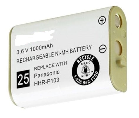 HHR-P103 : 3.6v 1000mAh NiMH battery, replaces HHR-P103, Type 25, & more.