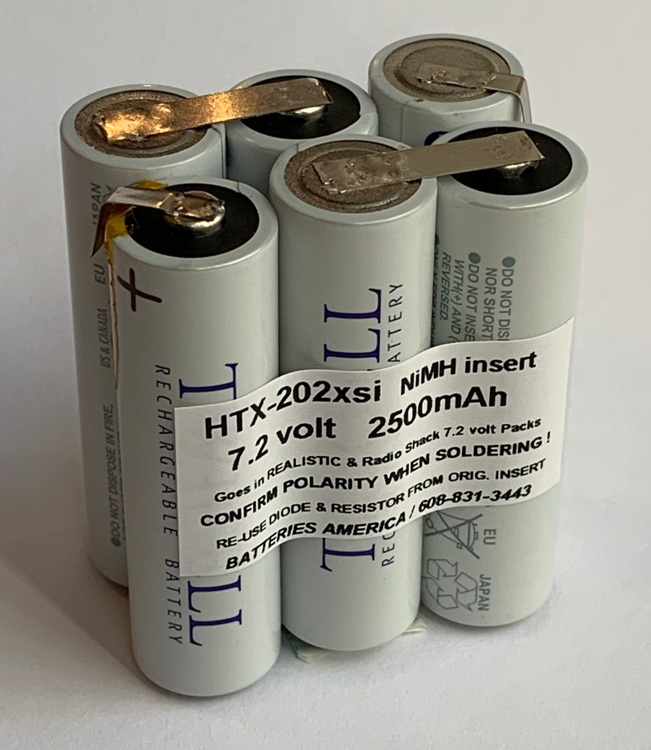 HTX202xsi 7.2v 2500mAh NiMH battery insert for Radio Shack
