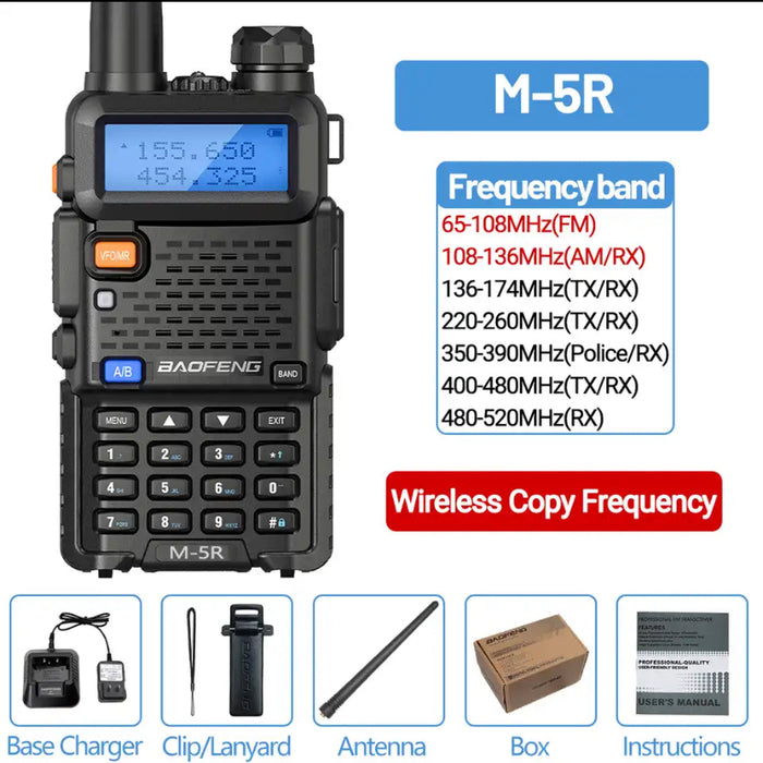 Baofeng M-5R : Tri-band VHF/UHF Transceiver with AM Air Band Rx