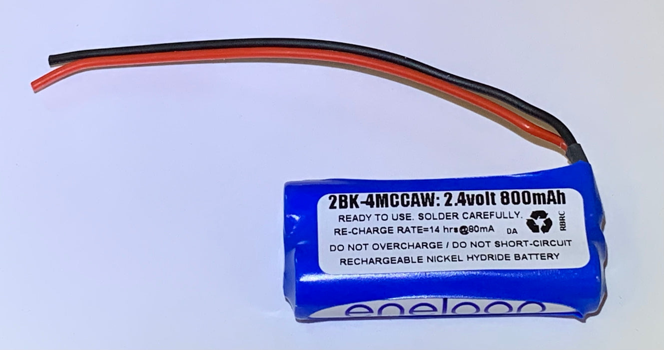 2BK-4MCCAW : 2.4 volt 800mAh NiMH eneloop battery assembly