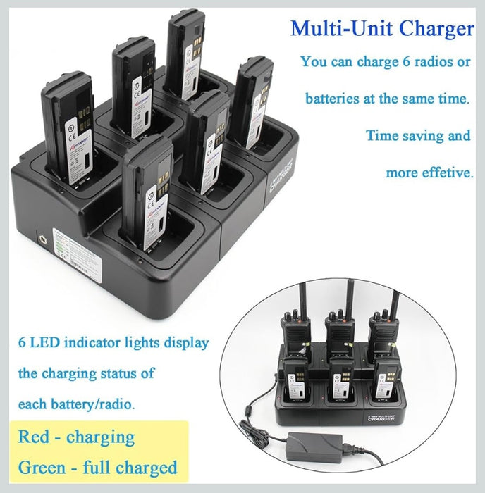PMPN4077 : 6-Way Multi Charger for Moto. APX, XPR, XiR, DP series batteries