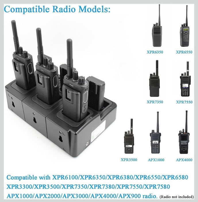 PMPN4077 : 6-Way Multi Charger for Moto. APX, XPR, XiR, DP series batteries