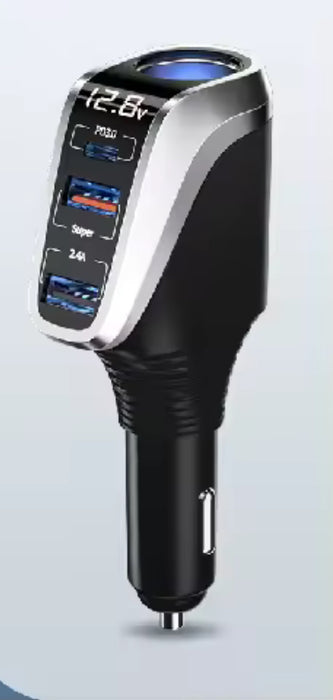 DY48TC : 3-Port 90W Mobile Charger, USB-A and Type C-PD outputs, with Voltmeter