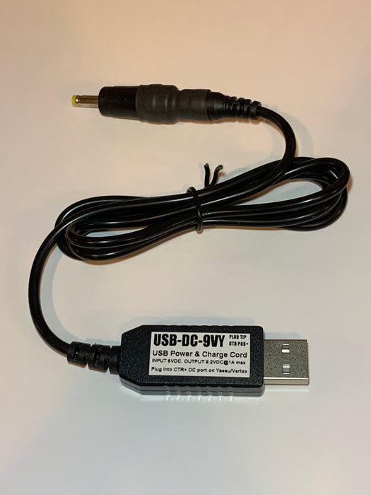 USB-DC-9VY: USB Power & Charge cord, 9.2VDC output, for FTA450SL, FTA550SL, FTA750SL, FTA850SL