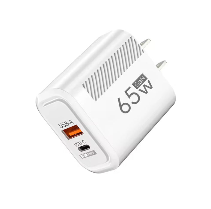 AC-USB-65W : 65W Wall Travel Charger, USB-QC3.0 & Type C-PD outputs