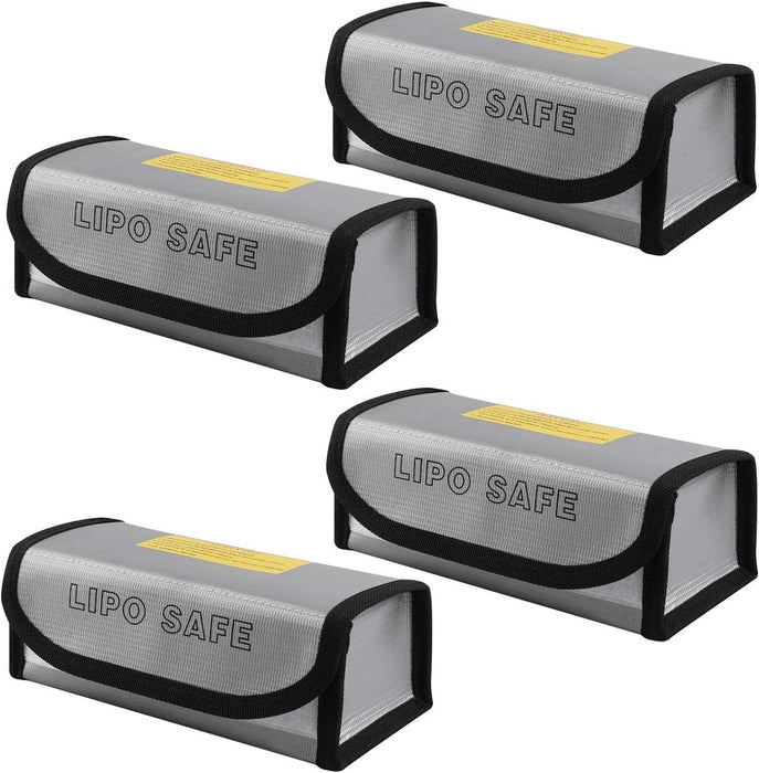 LiPO-Safe 4-Pack : For Safe Storage, transporting, and charging of Li-PO, Li-ION, & Li-FE batteries