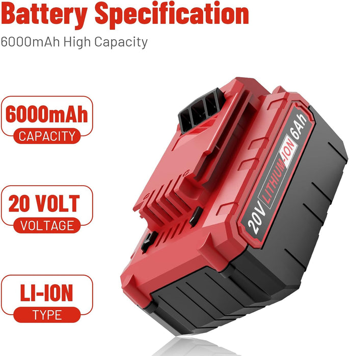 PCC680L : 20.0v 6Ah Li-ION battery for Porter Cable, replaces PCC685L PCC600  PCC640 etc.