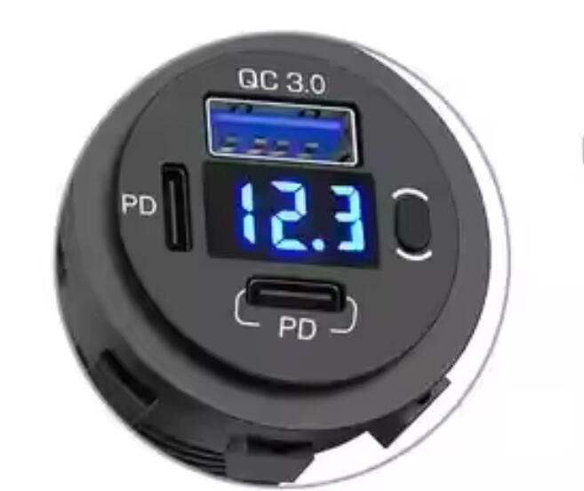 PM-QC3.0-PD : Panel Mount USB with QC3.0, PD, Voltmeter, & DC cables