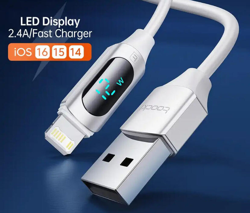 USB-2M-LED: USB Charging & Data Cable with Lightning connector and LED readout