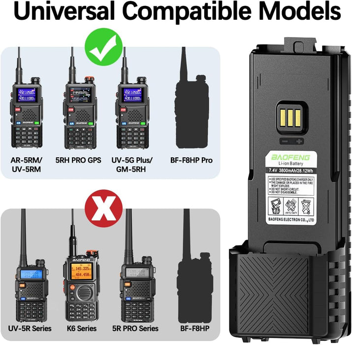 BL-5RM : 7.4v 3800mAh battery for Baofeng UV-5RM new design